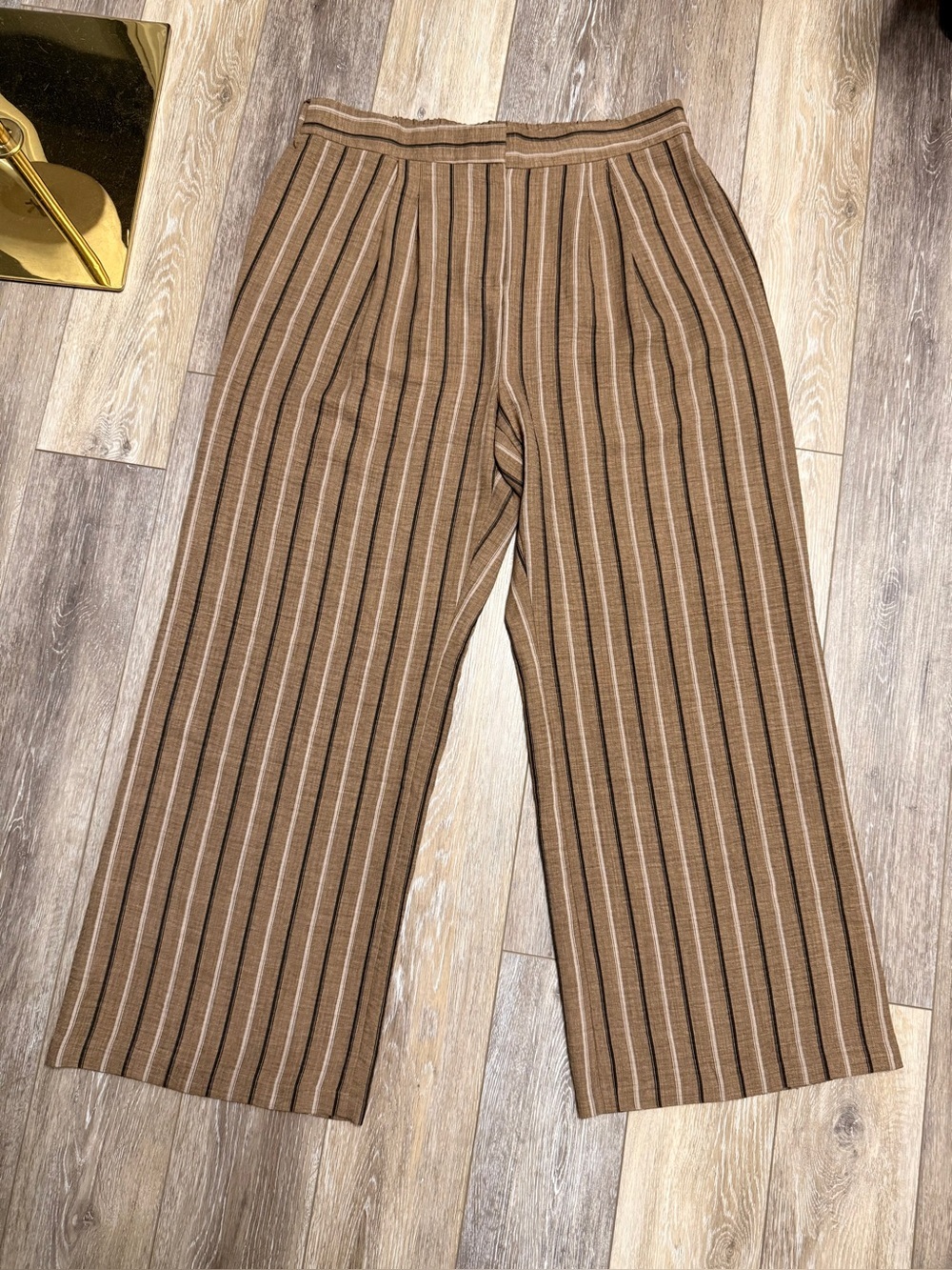 #17) Brown Vertical-Stripe Wide Leg Pants